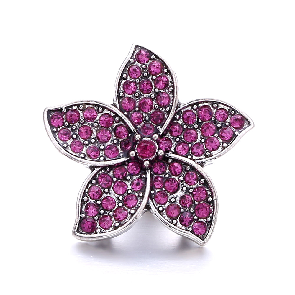 18mm Pink Rhinestone Snap Charm | Interchangeable Crystal Jewelry Charm