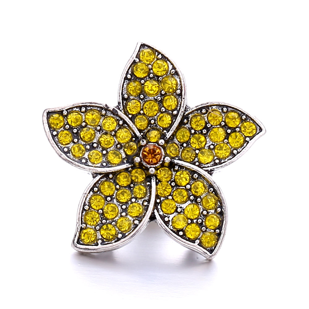 18mm Yellow Crystal Snap Charm | Interchangeable Rhinestone Charm for Bracelet & Necklace