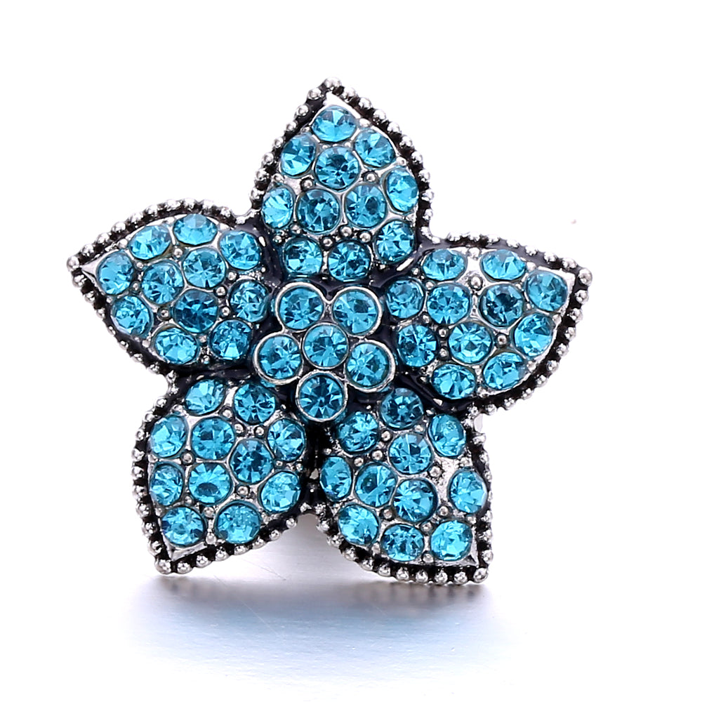 18mm Ocean Blue Snap Button Charm | Interchangeable Rhinestone Charm