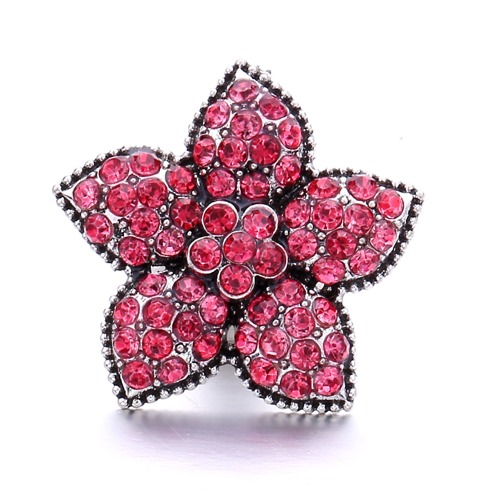18mm Pink Rhinestone Snap Charm | Interchangeable Crystal Jewelry Charm
