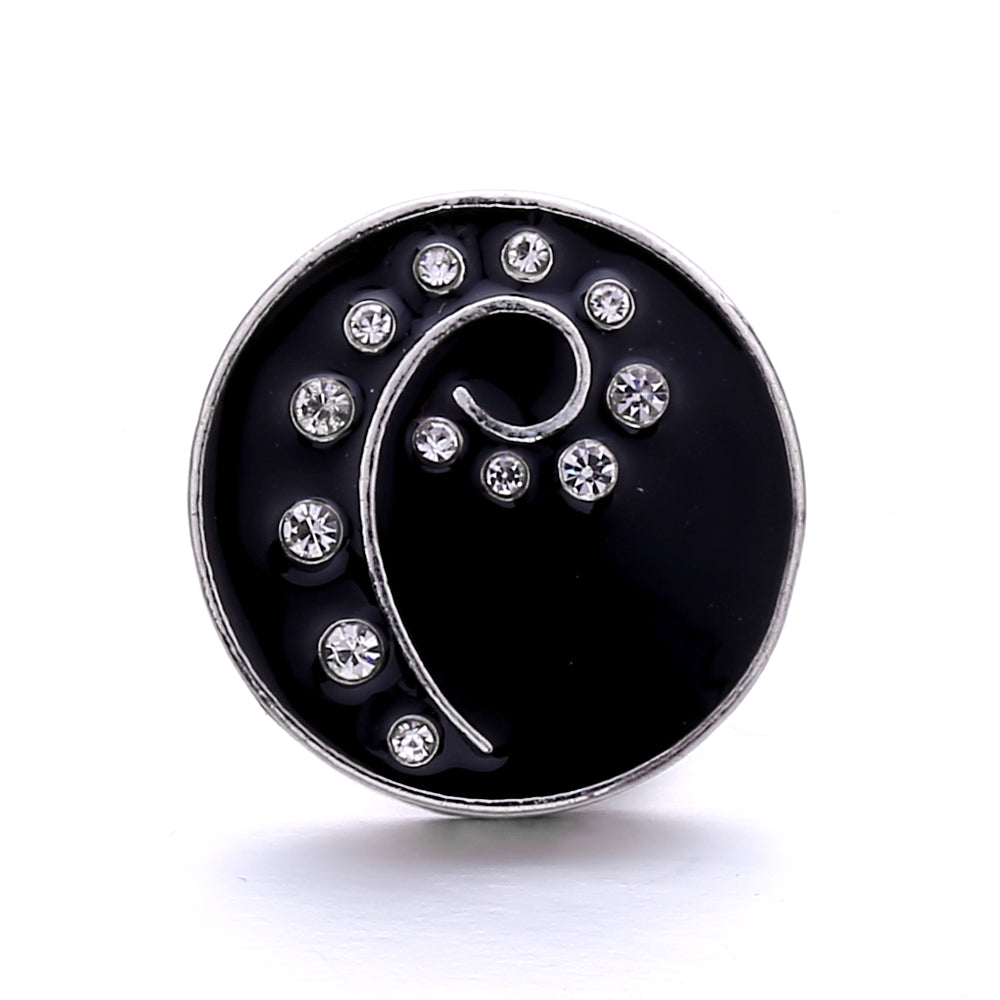 Black Rhinestone Snap Button Charms for DIY Jewelry