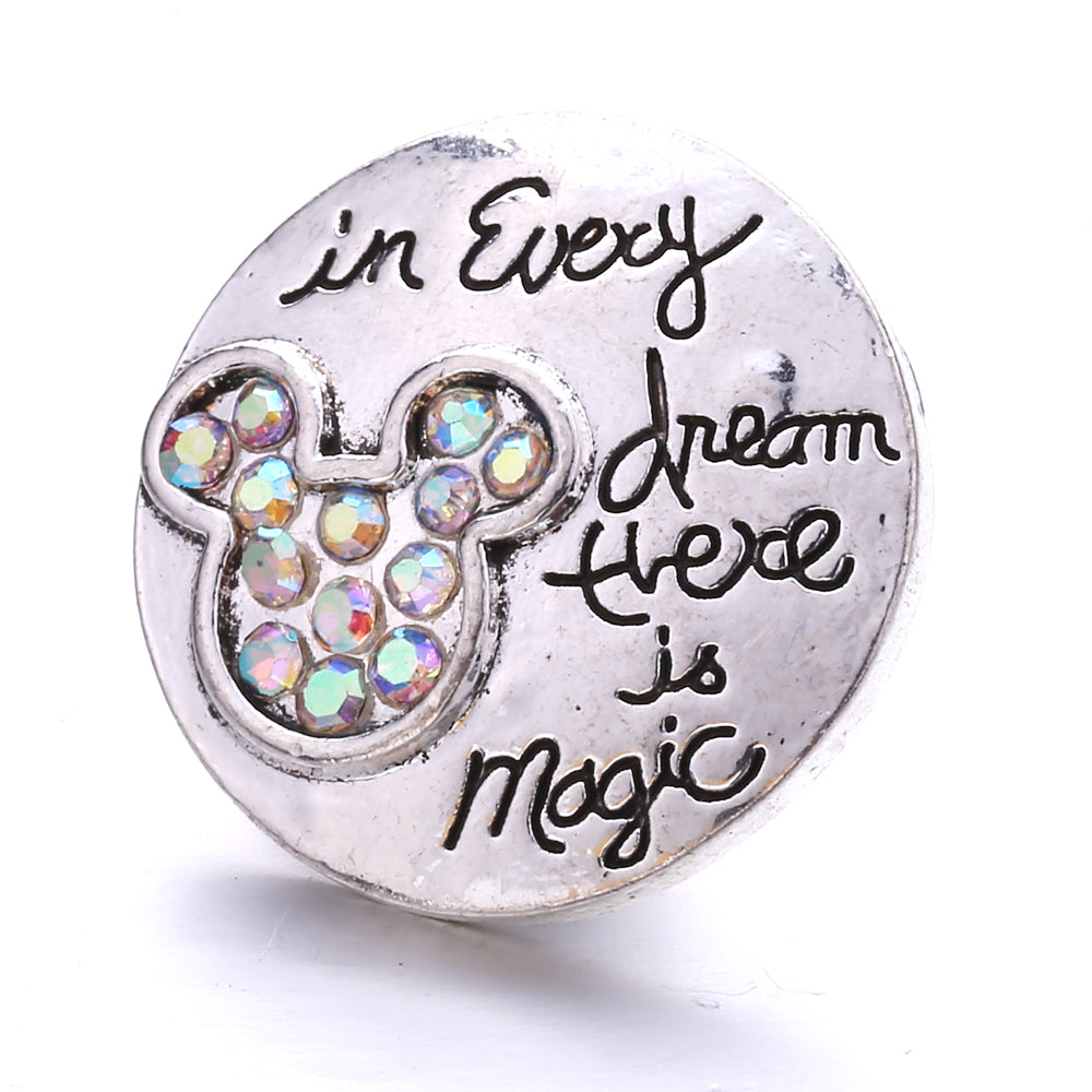 18mm Interchangeable Snap Button Charms, Sparkling Rhinestone Inlaid DIY Accessories