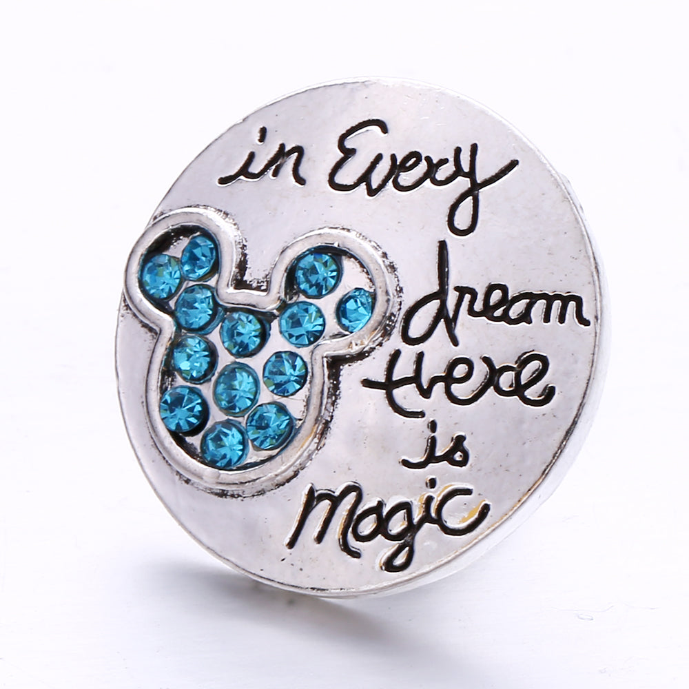 18mm Ocean Blue Snap Button Charm | Interchangeable Rhinestone Charm