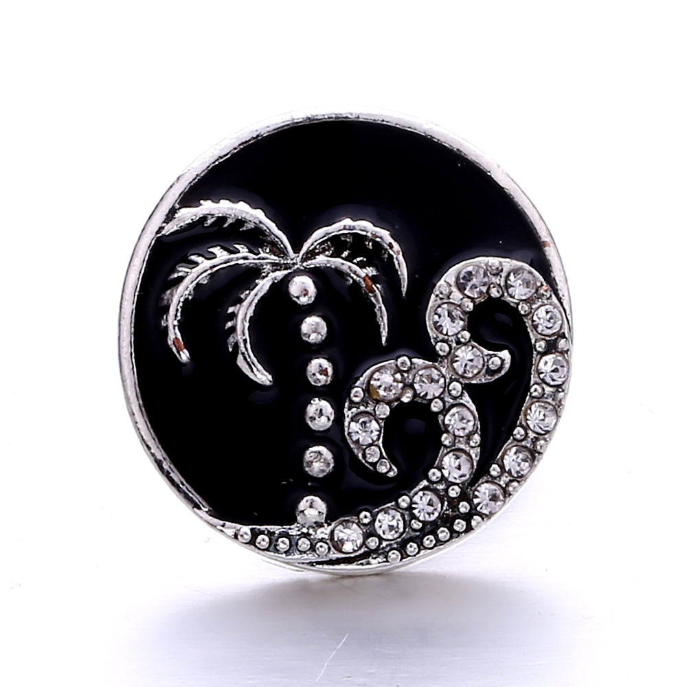 Black Rhinestone Snap Button Charms for DIY Jewelry
