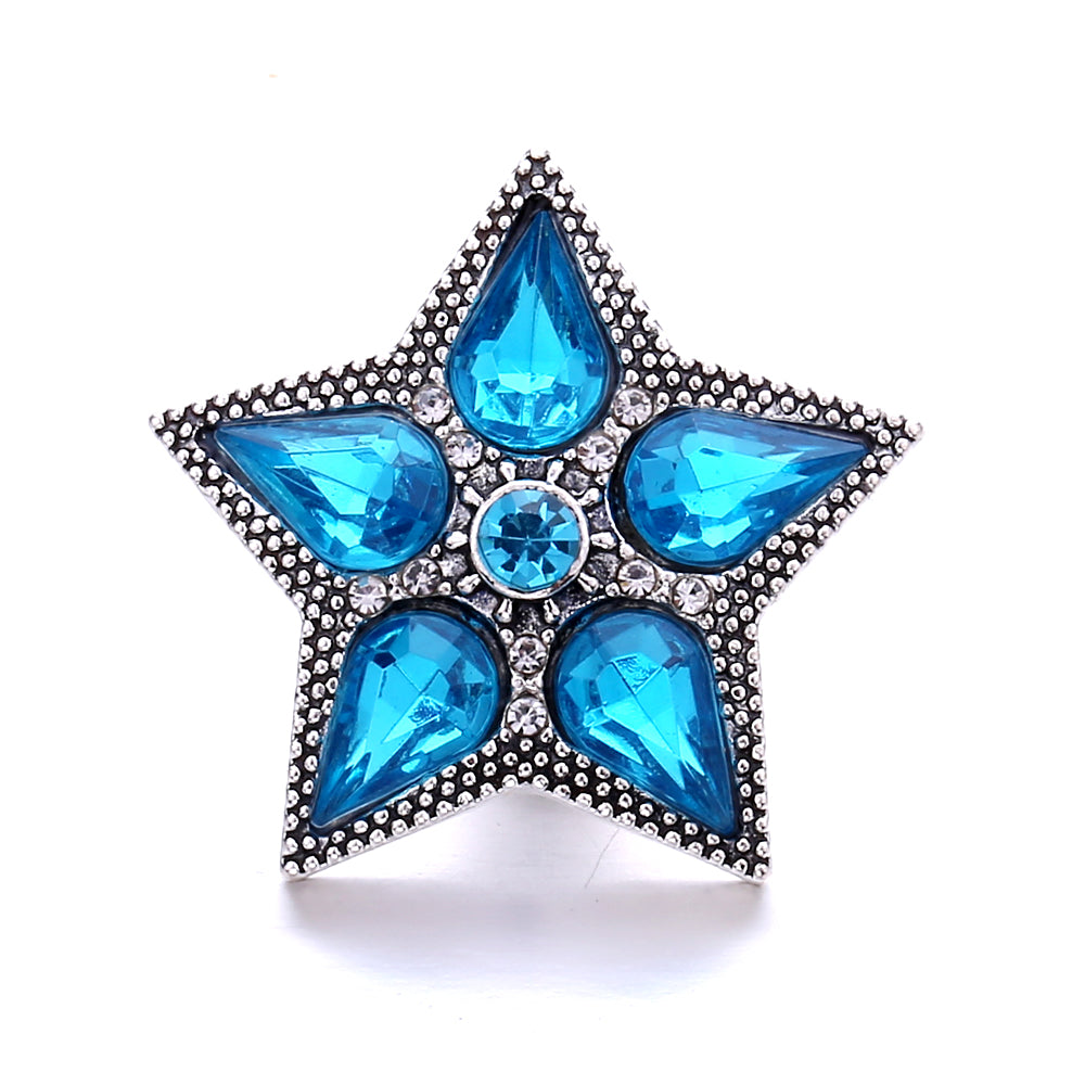 18mm Ocean Blue Snap Button Charm | Interchangeable Rhinestone Charm