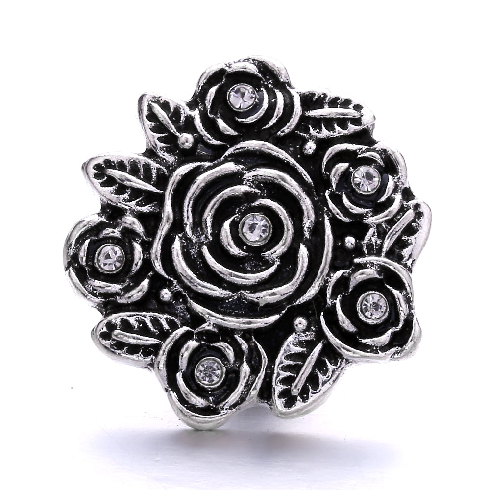 Black Rhinestone Snap Button Charms for DIY Jewelry