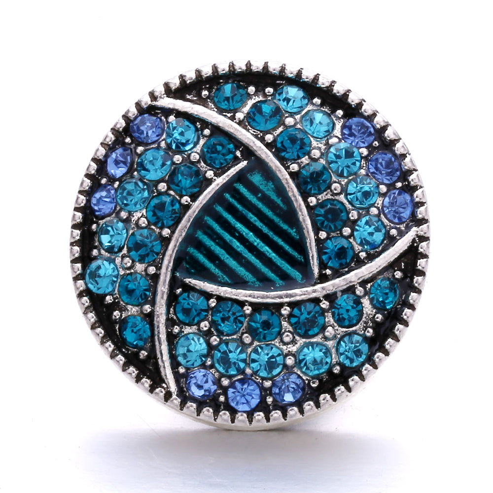 18mm Ocean Blue Snap Button Charm | Interchangeable Rhinestone Charm