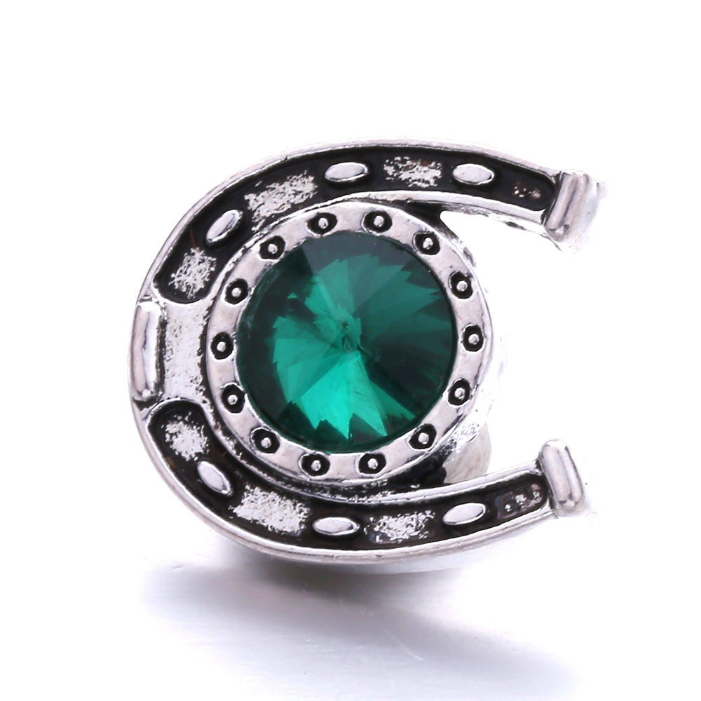 18mm Green Rhinestone Snap Charms | Nature-Inspired Interchangeable Jewelry Charms