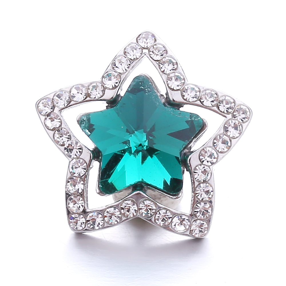 18mm Green Rhinestone Snap Charms | Nature-Inspired Interchangeable Jewelry Charms