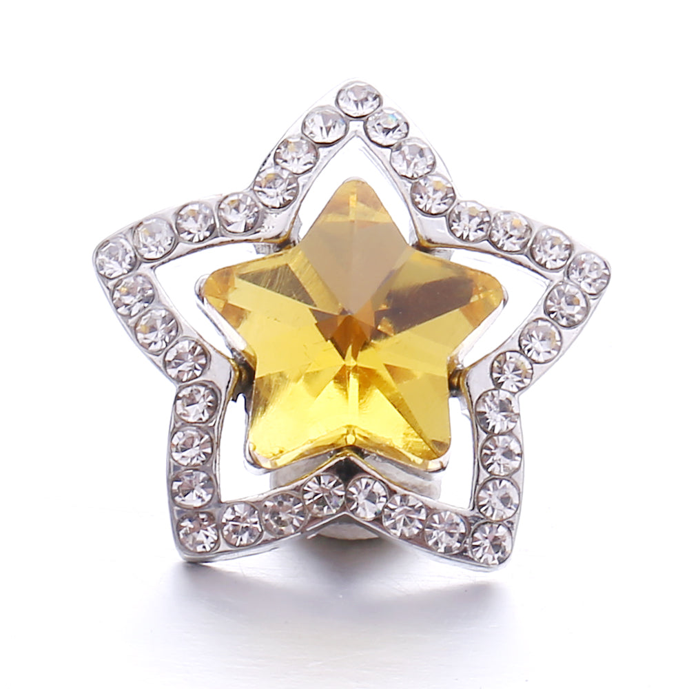 18mm Yellow Crystal Snap Charm | Interchangeable Rhinestone Charm for Bracelet & Necklace