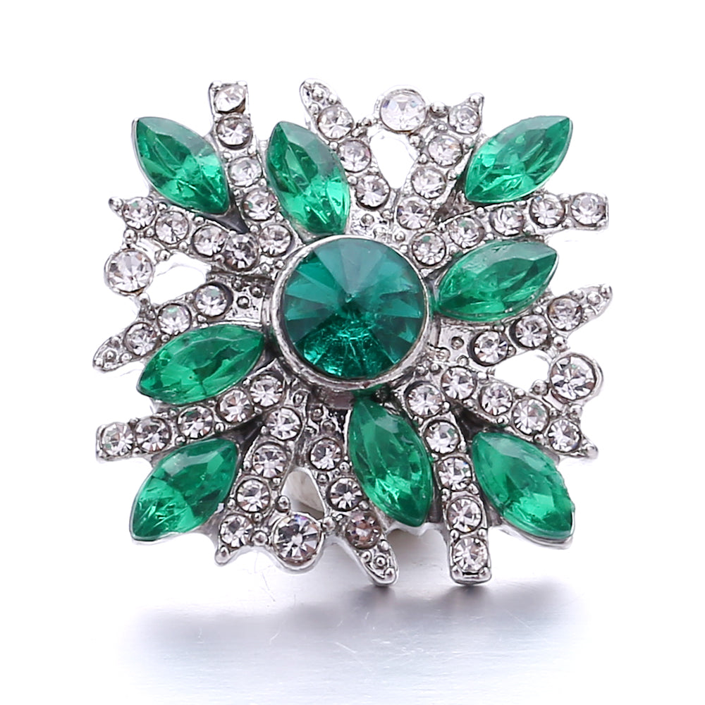 18mm Green Rhinestone Snap Charms | Nature-Inspired Interchangeable Jewelry Charms