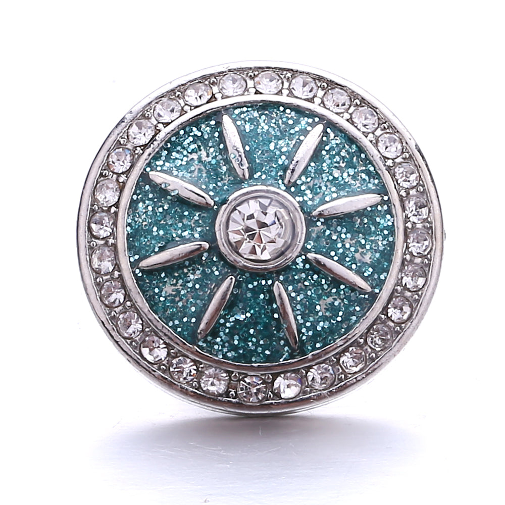 18mm Ocean Blue Snap Button Charm | Interchangeable Rhinestone Charm