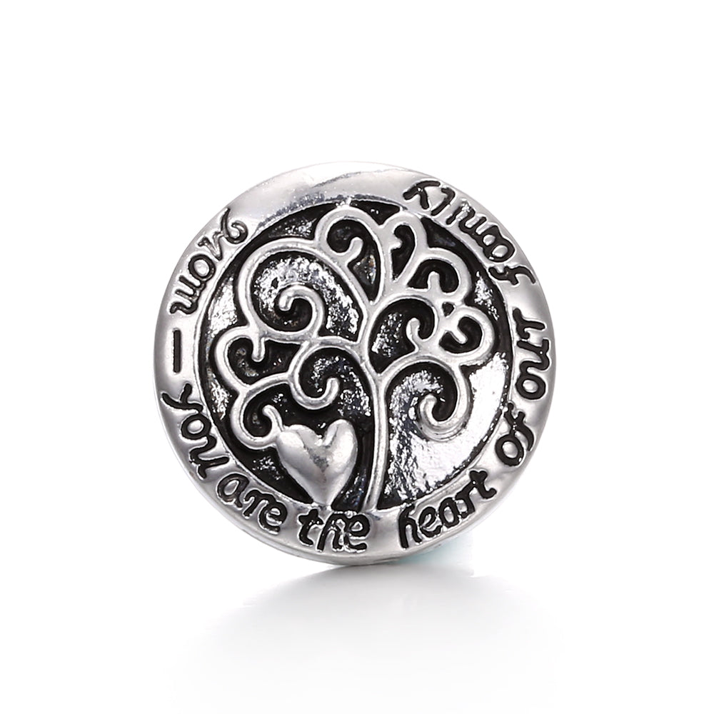 18mm Alloy Engraved Snap Charms Animal Floral and Sentimental Motifs