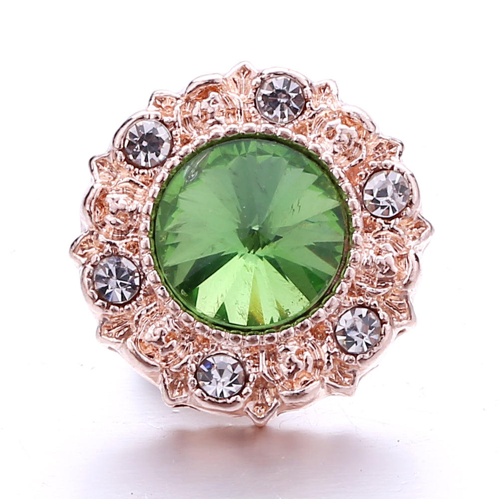 18mm Green Rhinestone Snap Charms | Nature-Inspired Interchangeable Jewelry Charms