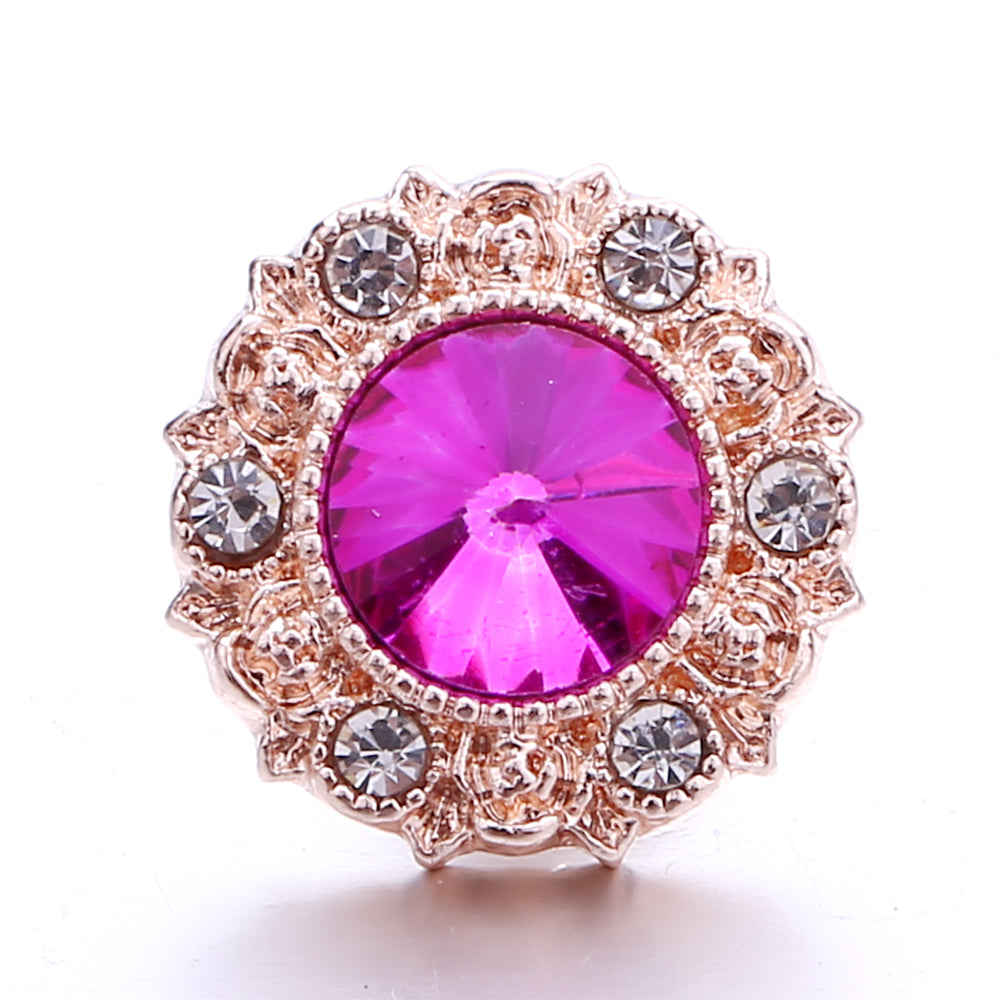 18mm Pink Rhinestone Snap Charm | Interchangeable Crystal Jewelry Charm