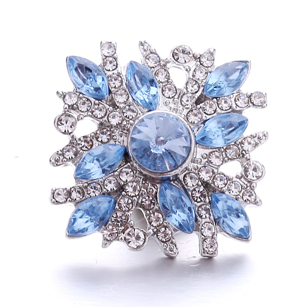 18mm Ocean Blue Snap Button Charm | Interchangeable Rhinestone Charm