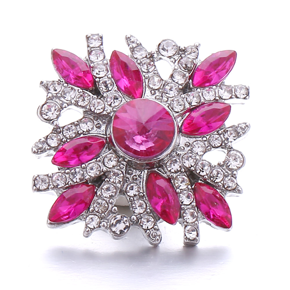 18mm Pink Rhinestone Snap Charm | Interchangeable Crystal Jewelry Charm