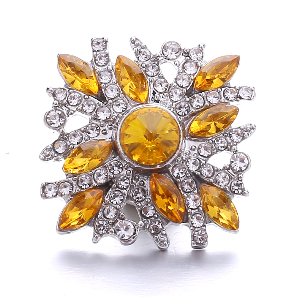 18mm Yellow Crystal Snap Charm | Interchangeable Rhinestone Charm for Bracelet & Necklace