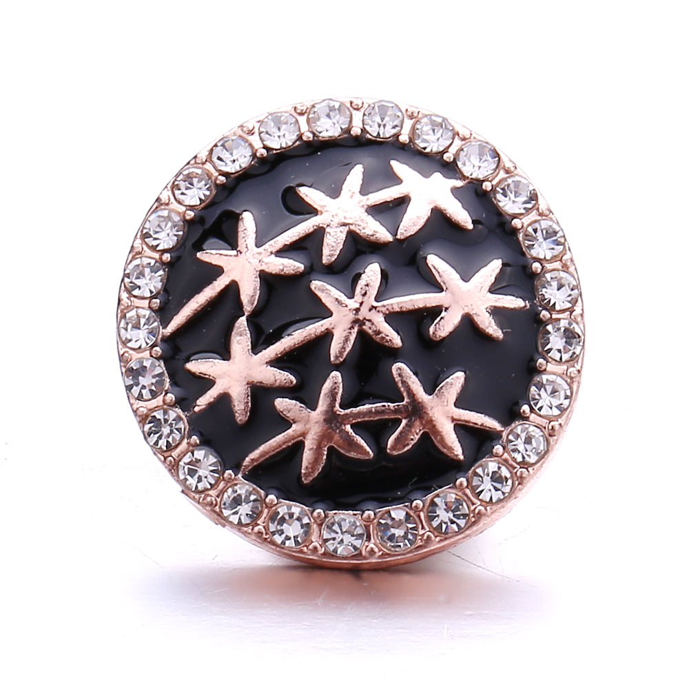 Black Rhinestone Snap Button Charms for DIY Jewelry