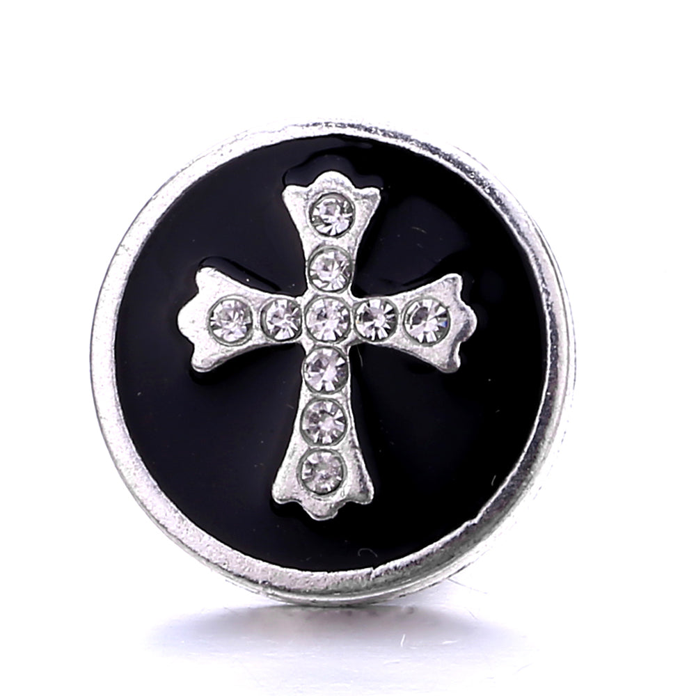 Black Rhinestone Snap Button Charms for DIY Jewelry