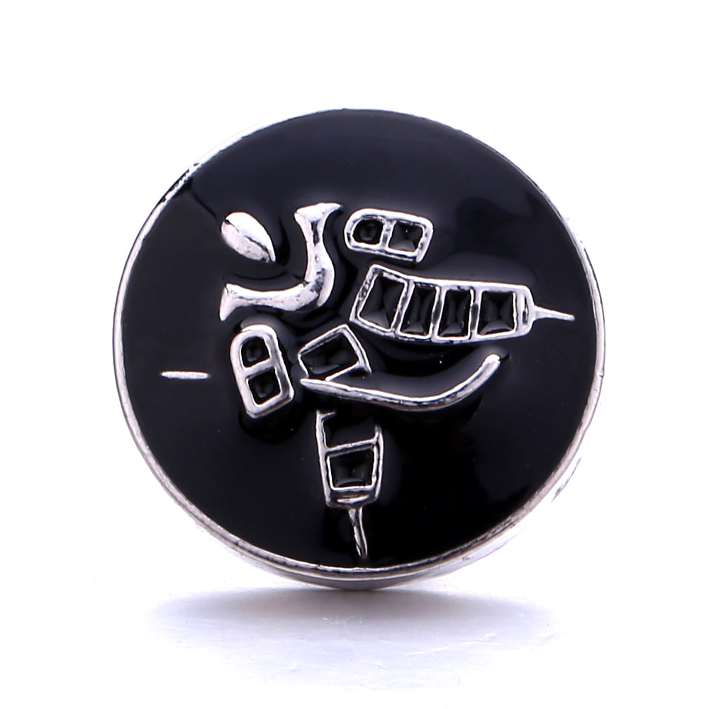 18mm Interchangeable Black & White Enamel Snap Charms for Snap Jewelry