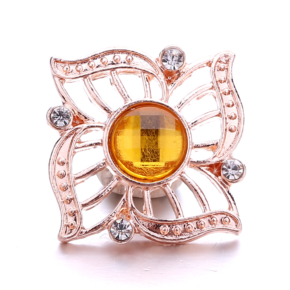 18mm Yellow Crystal Snap Charm | Interchangeable Rhinestone Charm for Bracelet & Necklace