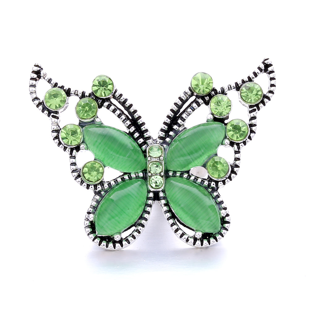 18mm Green Rhinestone Snap Charms | Nature-Inspired Interchangeable Jewelry Charms