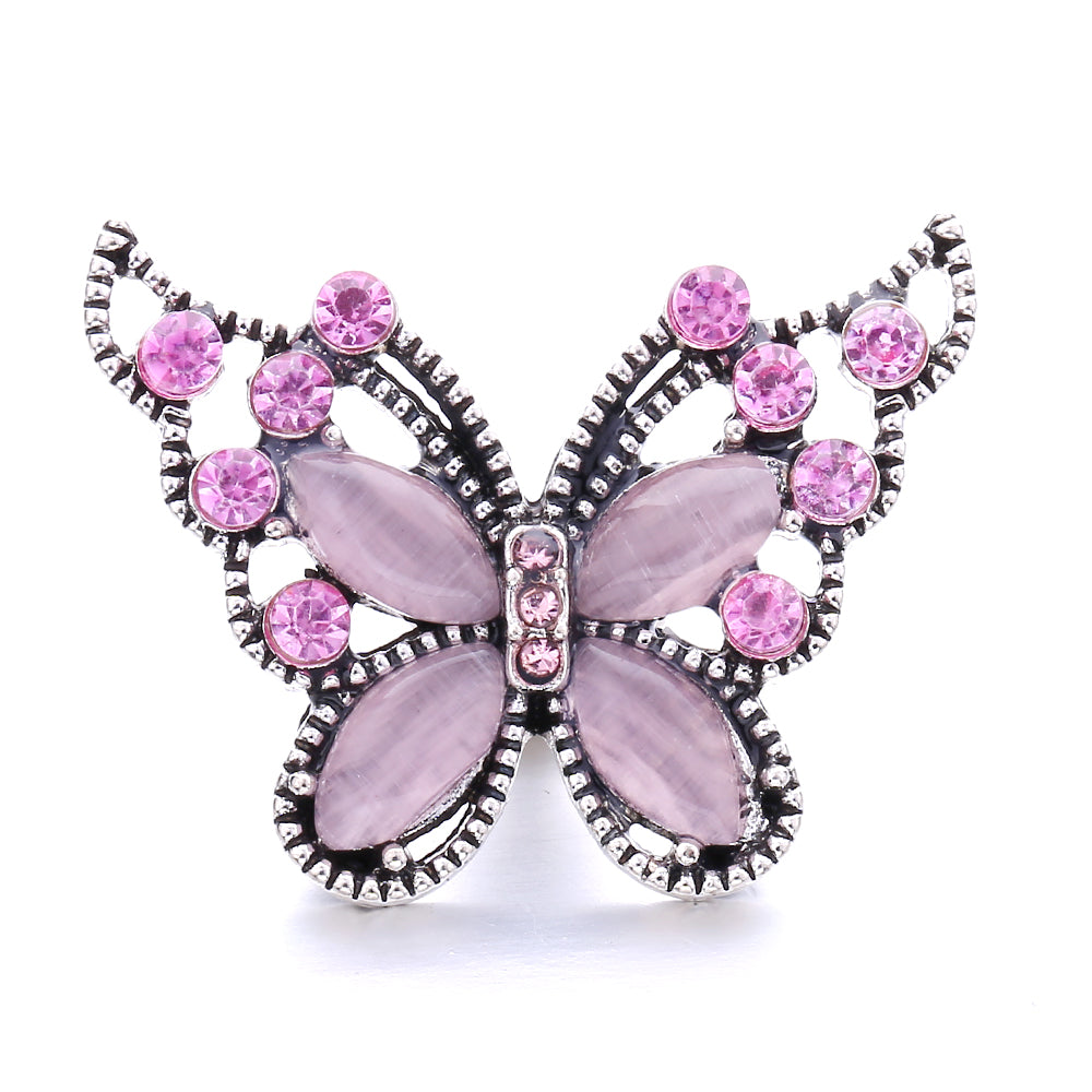 Pink Rhinestone 18mm Snap Charms | Sparkling Interchangeable Jewelry
