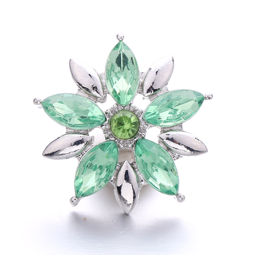 18mm Green Rhinestone Snap Charms | Nature-Inspired Interchangeable Jewelry Charms