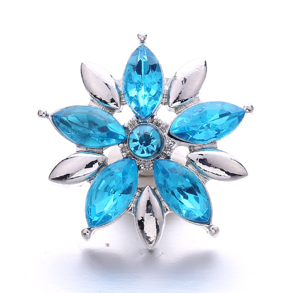 18mm Ocean Blue Snap Button Charm | Interchangeable Rhinestone Charm