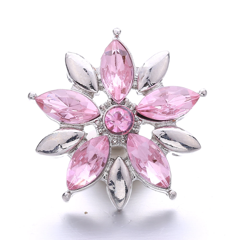 Pink Rhinestone 18mm Snap Charms | Sparkling Interchangeable Jewelry