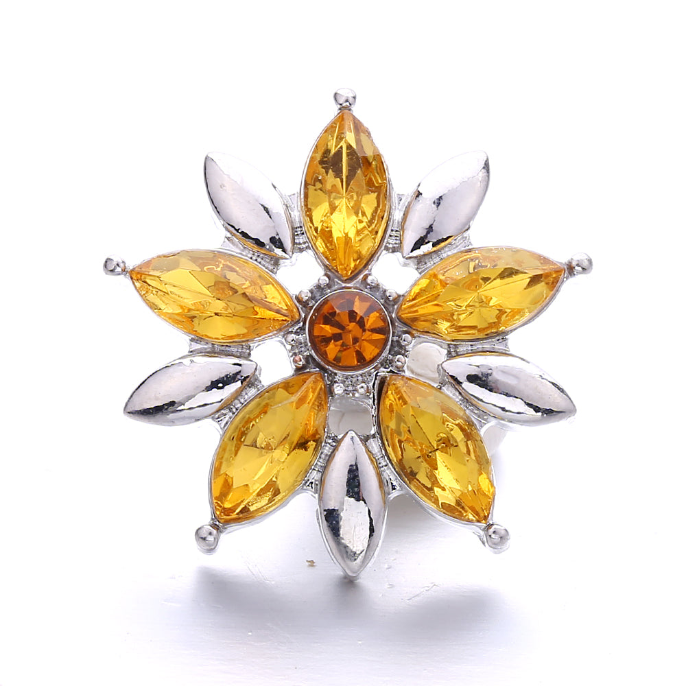 18mm Yellow Crystal Snap Charm | Interchangeable Rhinestone Charm for Bracelet & Necklace