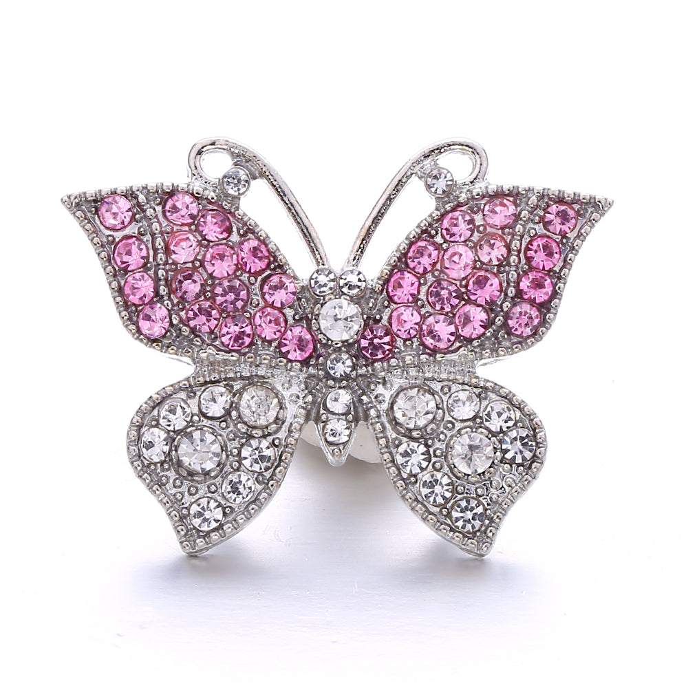 Pink Rhinestone 18mm Snap Charms | Sparkling Interchangeable Jewelry