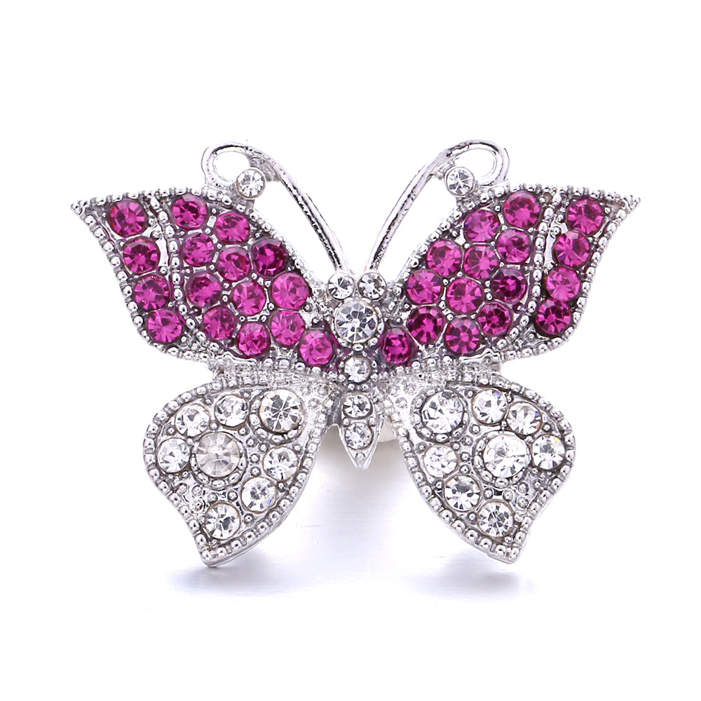 18mm Pink Rhinestone Snap Charm | Interchangeable Crystal Jewelry Charm