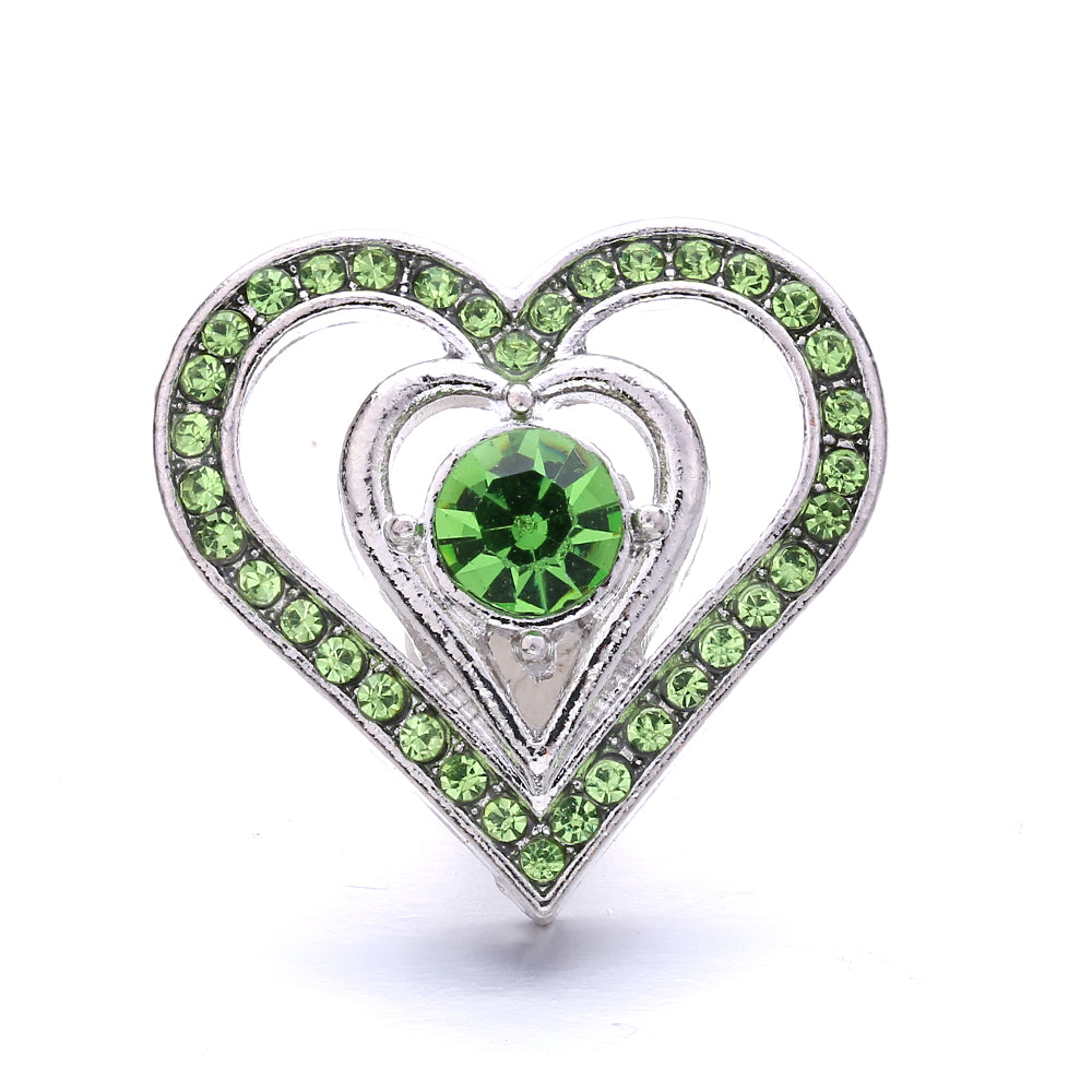 18mm Green Rhinestone Snap Charms | Nature-Inspired Interchangeable Jewelry Charms