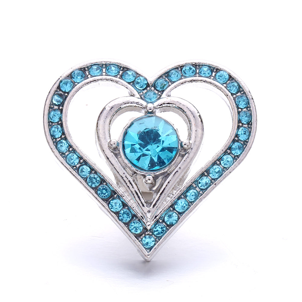 18mm Ocean Blue Snap Button Charm | Interchangeable Rhinestone Charm