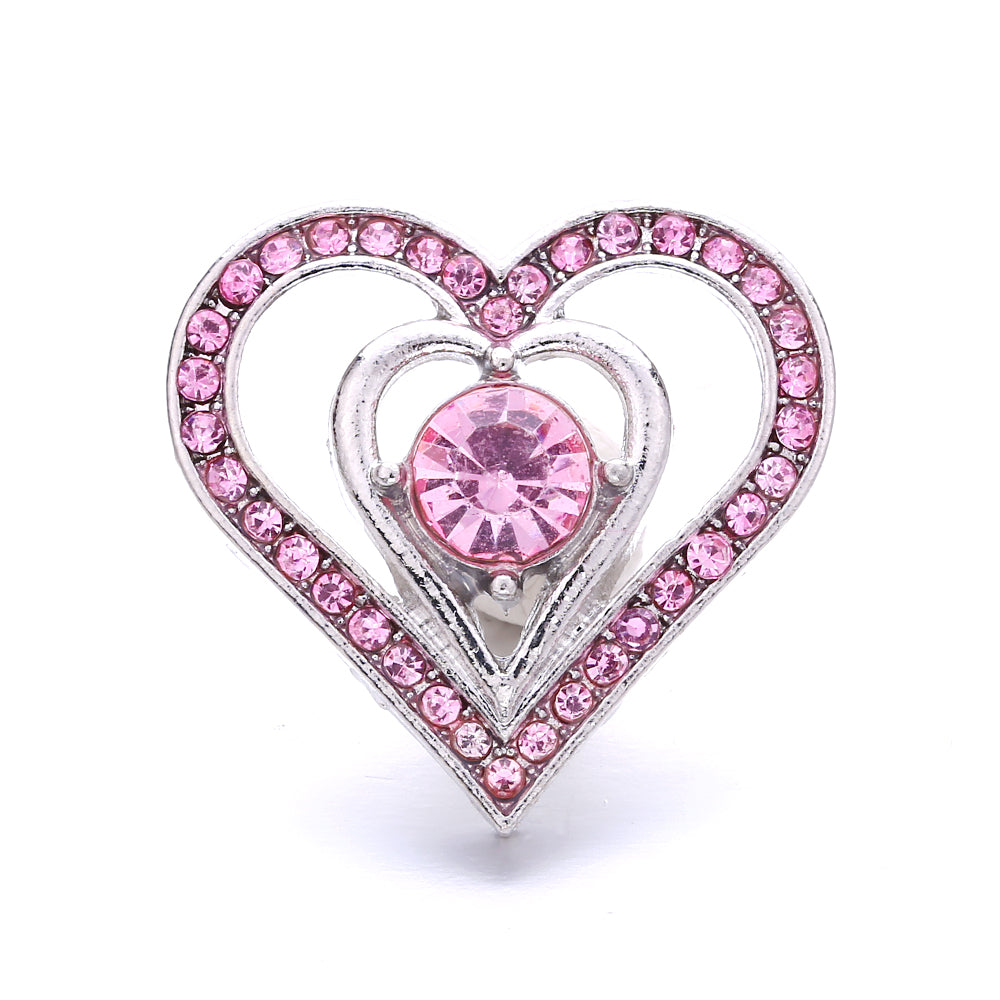 Pink Rhinestone 18mm Snap Charms | Sparkling Interchangeable Jewelry