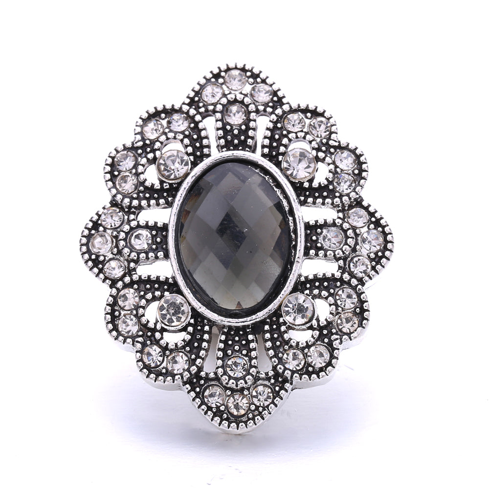 Black Rhinestone Snap Button Charms for DIY Jewelry