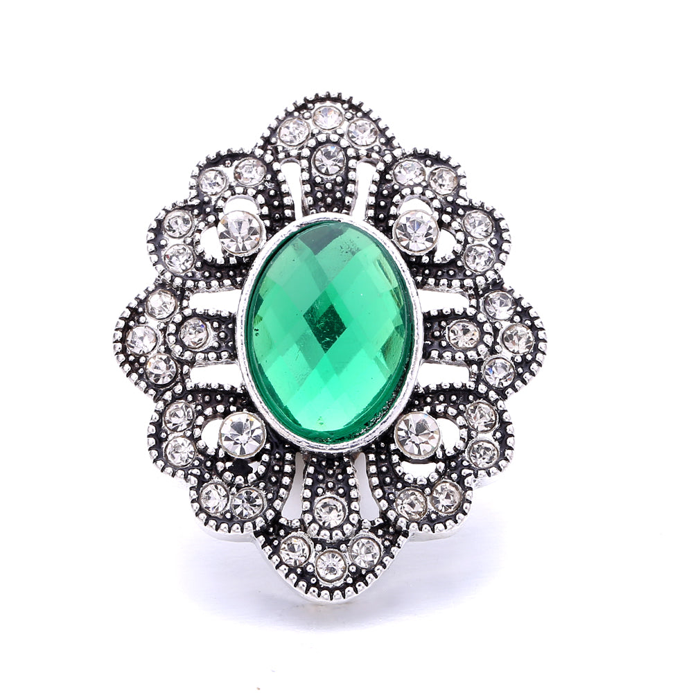 18mm Green Rhinestone Snap Charms | Nature-Inspired Interchangeable Jewelry Charms