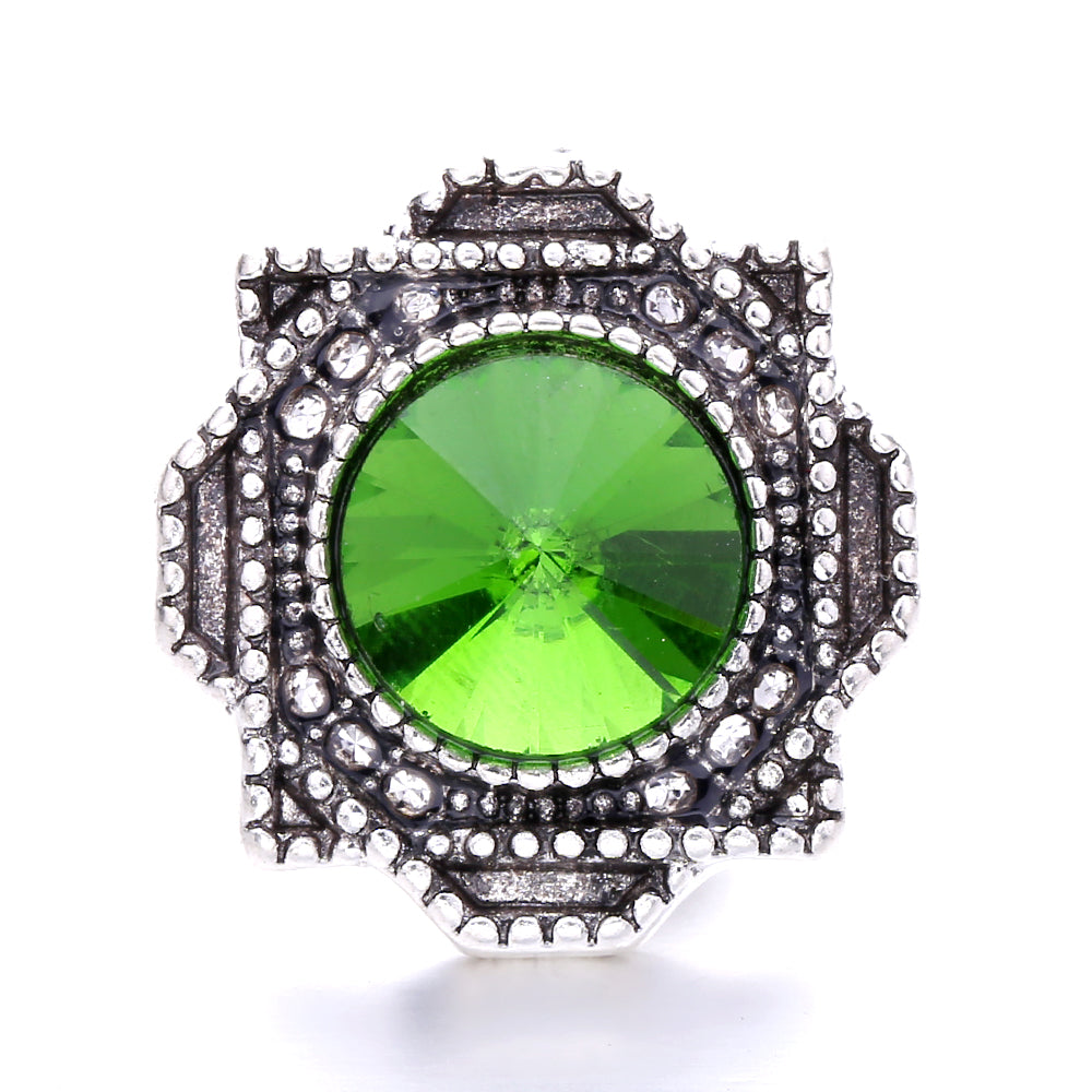 18mm Green Rhinestone Snap Charms | Nature-Inspired Interchangeable Jewelry Charms