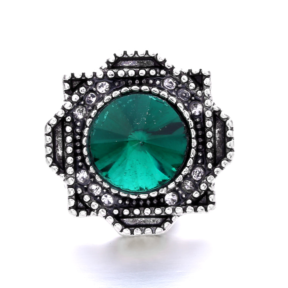 18mm Green Rhinestone Snap Charms | Nature-Inspired Interchangeable Jewelry Charms