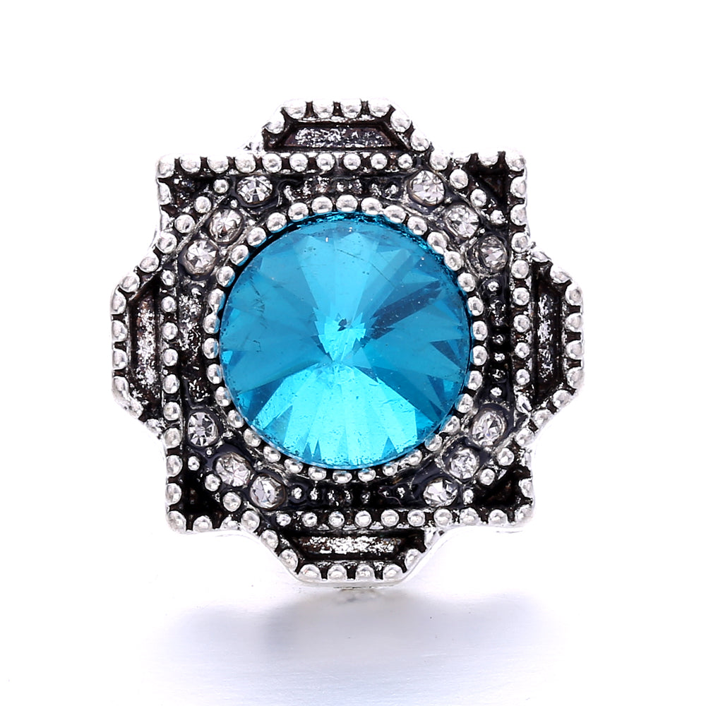 18mm Ocean Blue Snap Button Charm | Interchangeable Rhinestone Charm