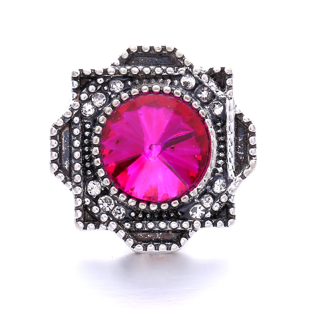 18mm Pink Rhinestone Snap Charm | Interchangeable Crystal Jewelry Charm
