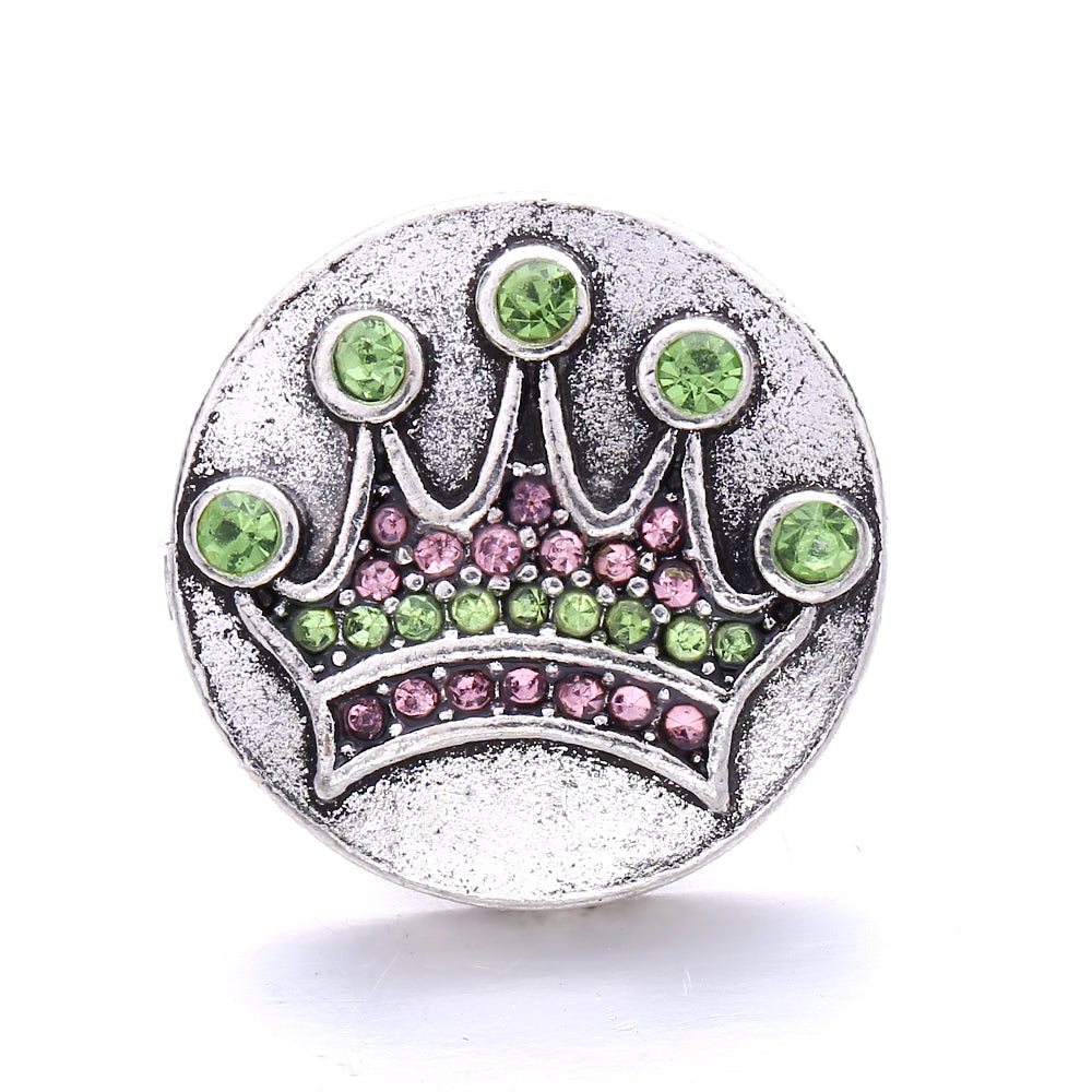 18mm Green Rhinestone Snap Charms | Nature-Inspired Interchangeable Jewelry Charms