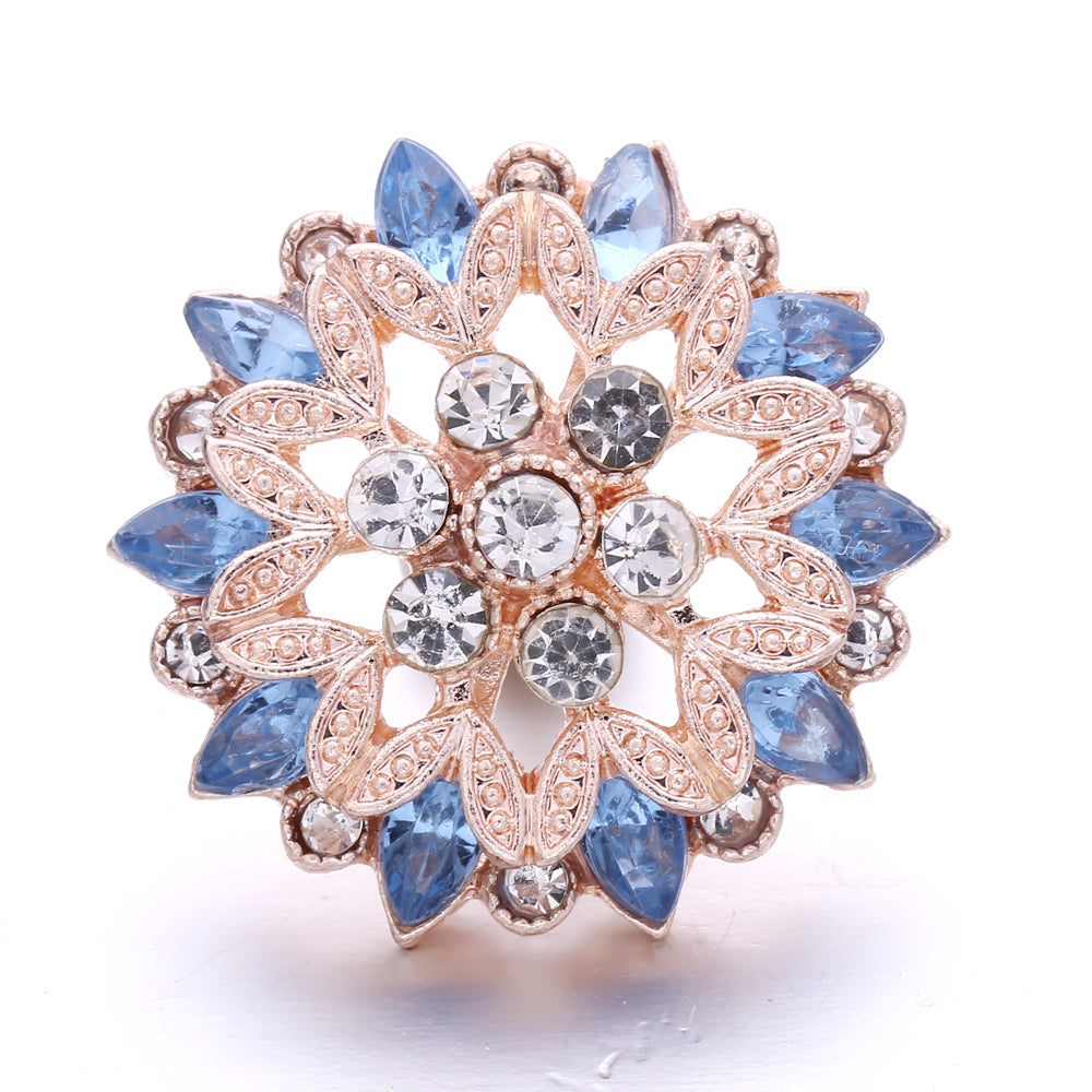 18mm Ocean Blue Snap Button Charm | Interchangeable Rhinestone Charm