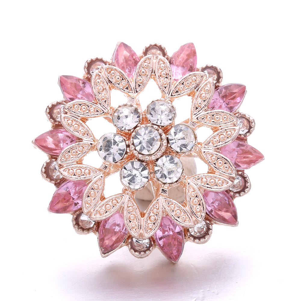Pink Rhinestone 18mm Snap Charms | Sparkling Interchangeable Jewelry