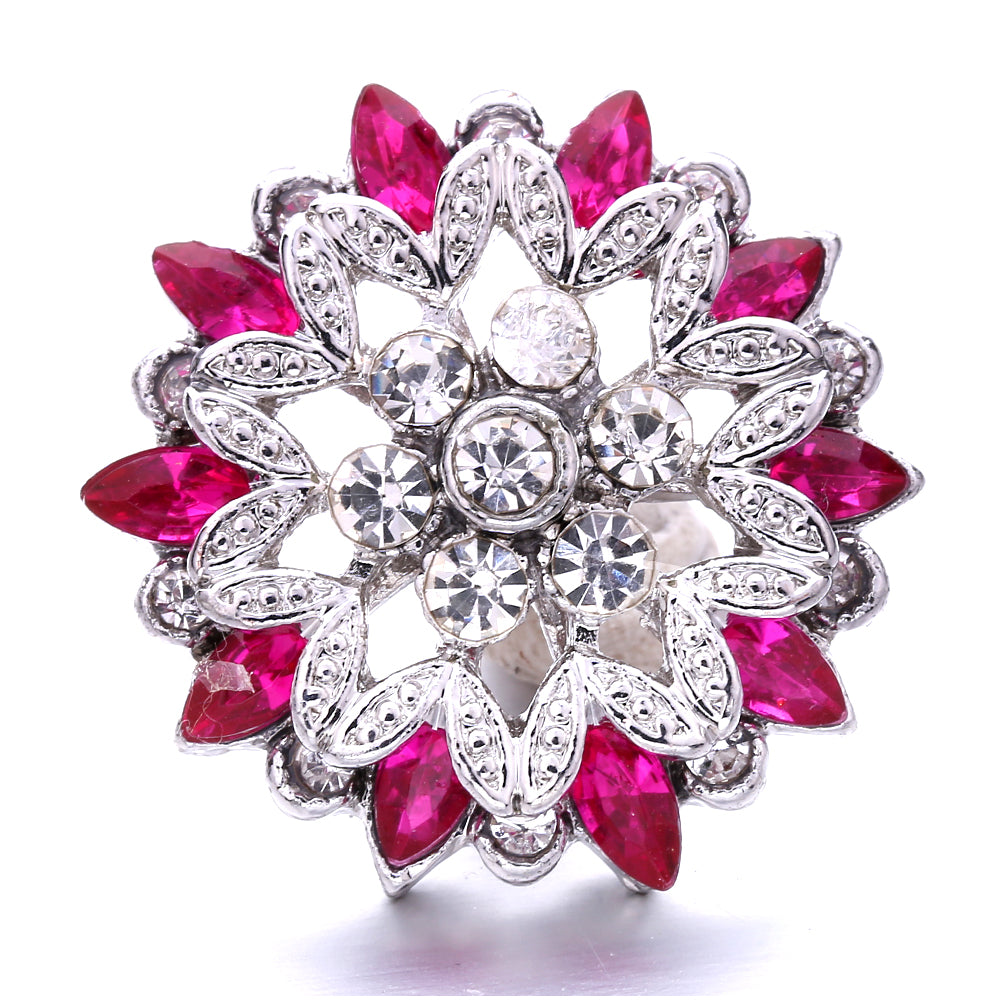 18mm Pink Rhinestone Snap Charm | Interchangeable Crystal Jewelry Charm