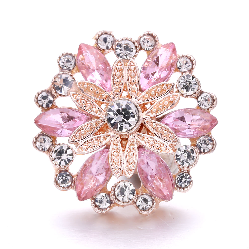 Pink Rhinestone 18mm Snap Charms | Sparkling Interchangeable Jewelry