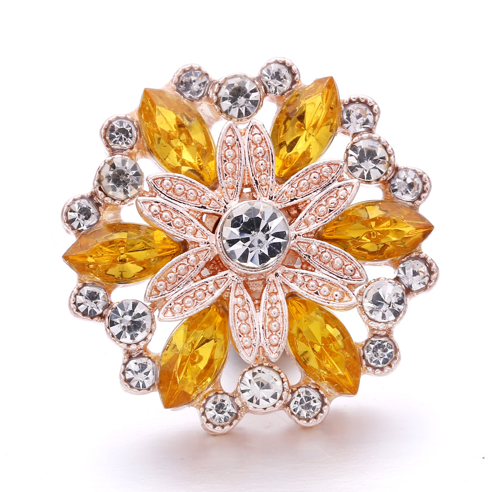 18mm Yellow Crystal Snap Charm | Interchangeable Rhinestone Charm for Bracelet & Necklace