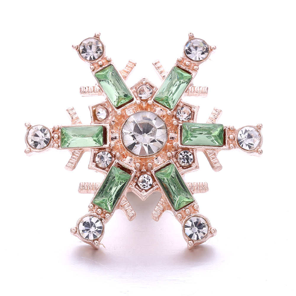 18mm Green Rhinestone Snap Charms | Nature-Inspired Interchangeable Jewelry Charms